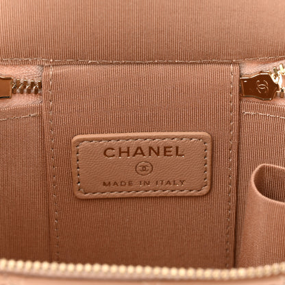 Chanel Lambskin Quilted Top Handle Mini Vanity Case With Chain Beige 6 of 10