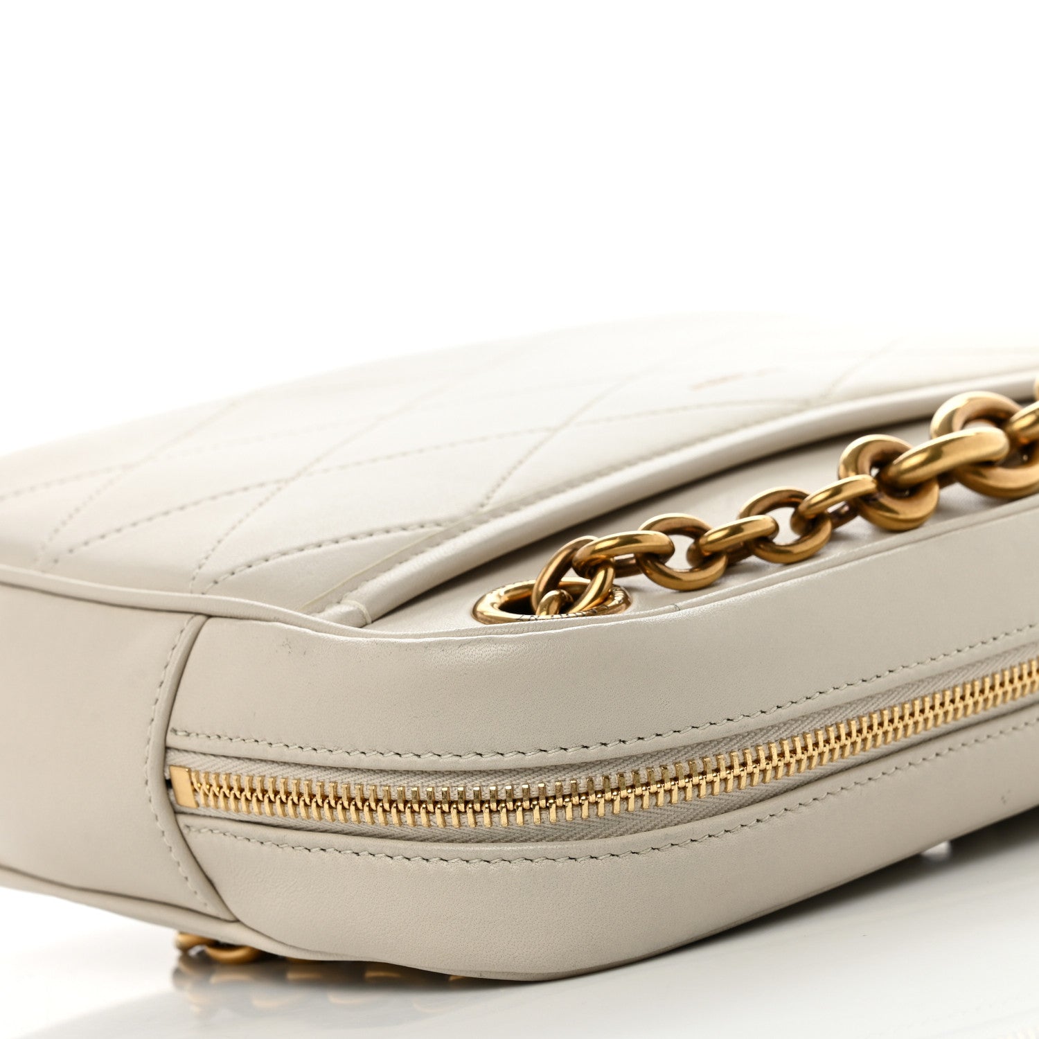 Saint Laurent Lambskin Quilted Le Maillon Chain Strap Crossbody Crema Soft 11 of 12