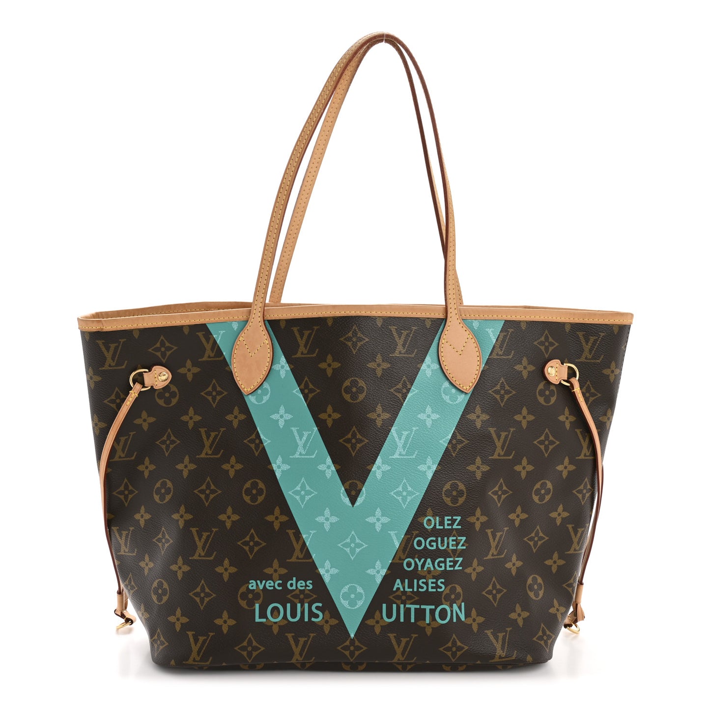 Monogram V Neverfull MM Turquoise