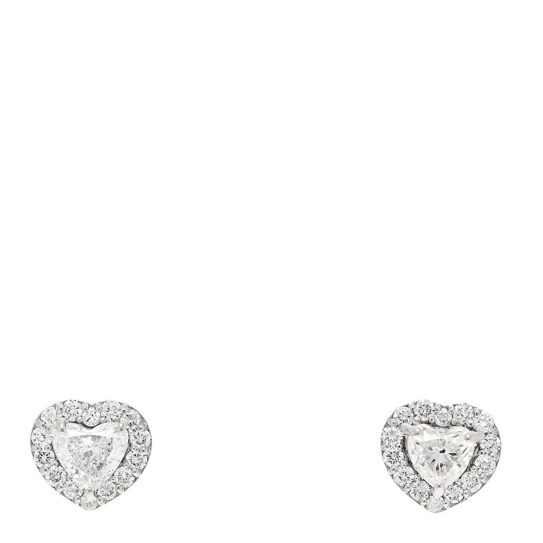 Platinum Diamond 1.62ctw Heart Cut Halo Earrings