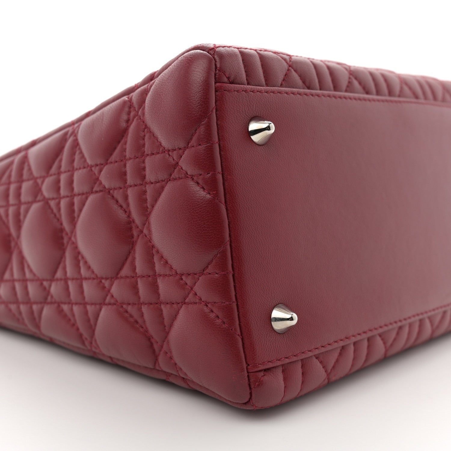 Christian Dior Lambskin Cannage Medium Lady Dior Dark Red 9 of 10