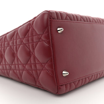 Christian Dior Lambskin Cannage Medium Lady Dior Dark Red 9 of 10