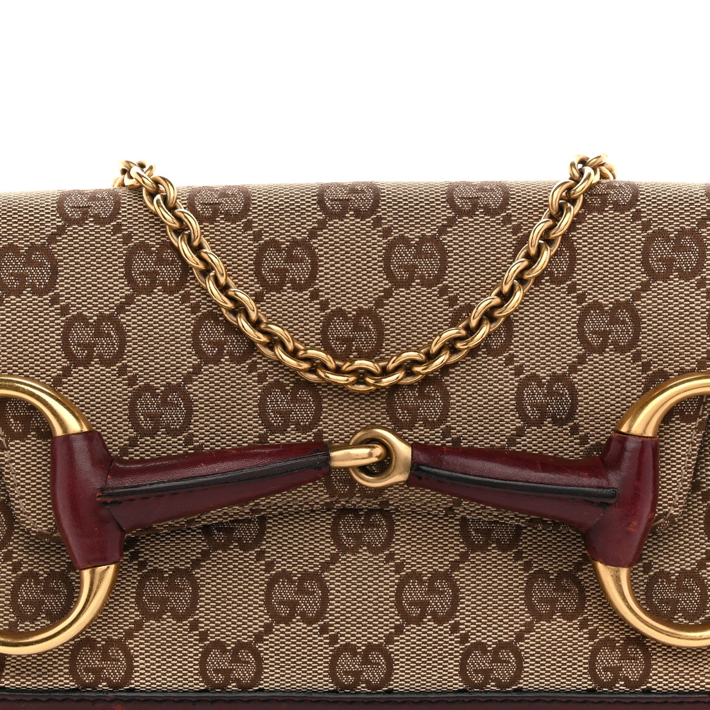 Monogram Studded Small Horsebit Clutch Bordeaux