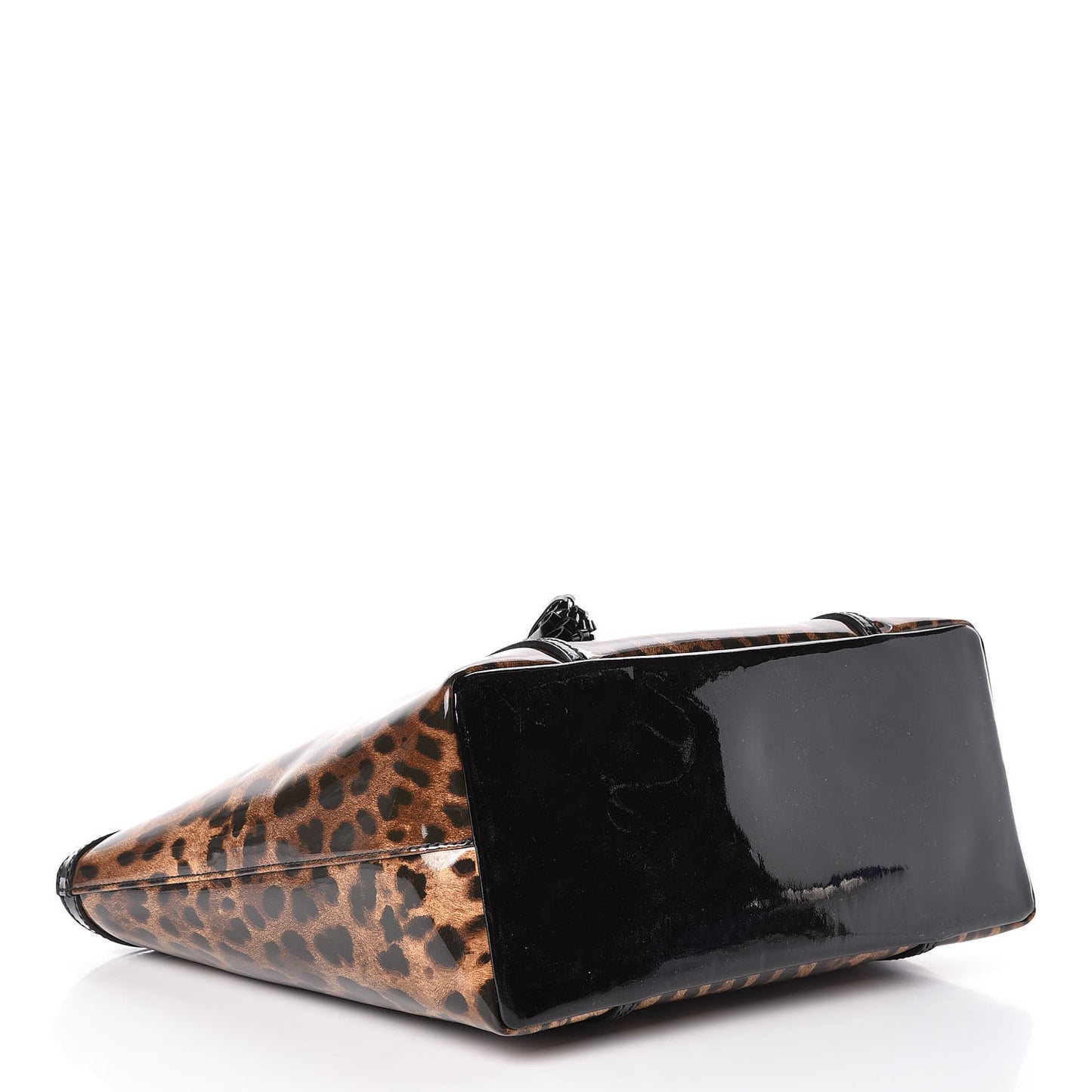Patent Leopard Print Shopping Tote