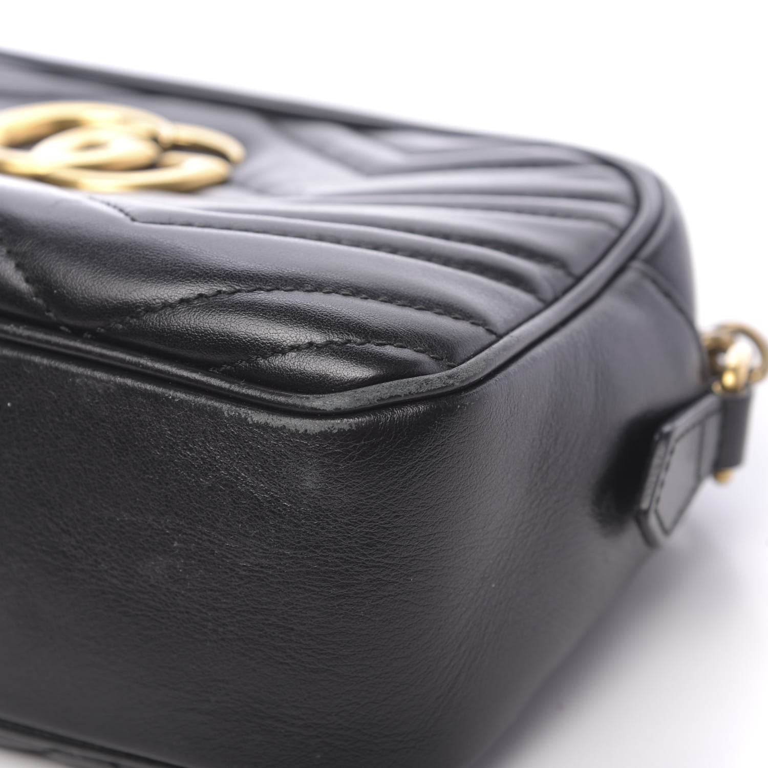 Gucci Calfskin Matelasse Small GG Marmont Chain Shoulder Bag Black 9 of 17