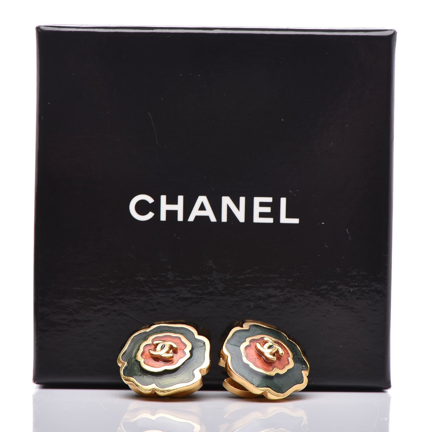 Chanel Enamel CC Camellia Earrings Gold 5 of 5