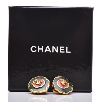 Chanel Enamel CC Camellia Earrings Gold 5 of 5