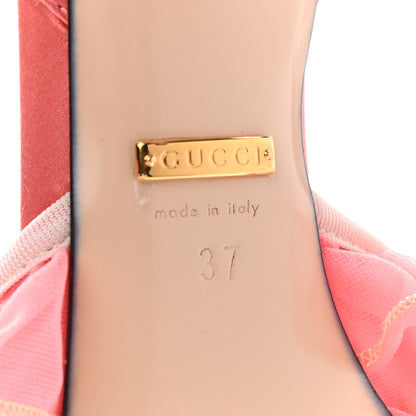 Gucci Tulle Ruffle Mid Heel Slingback Sandals 37 Peach White 6 of 12