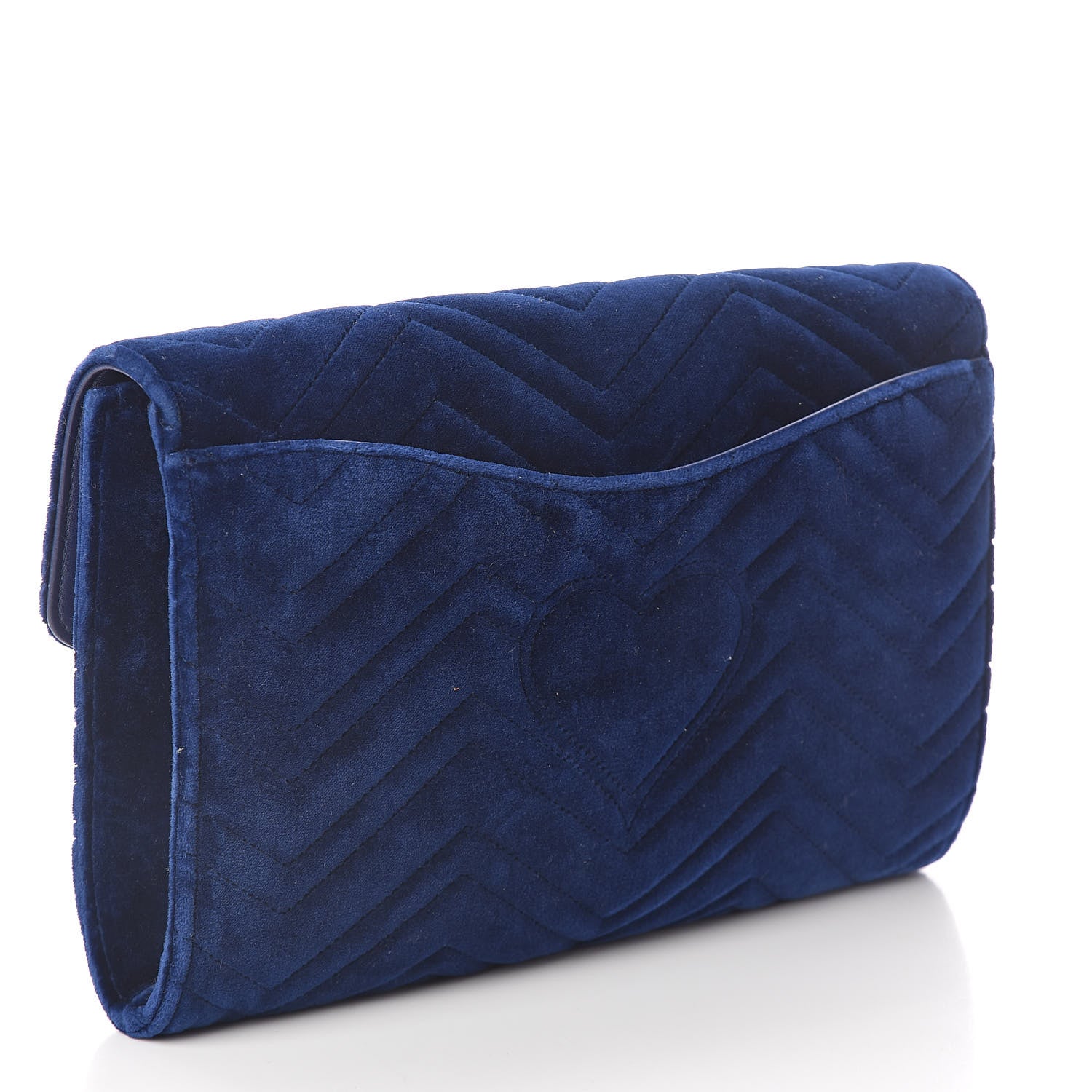 Gucci Velvet Matelasse GG Marmont Clutch Cobalt Blue 3 of 9