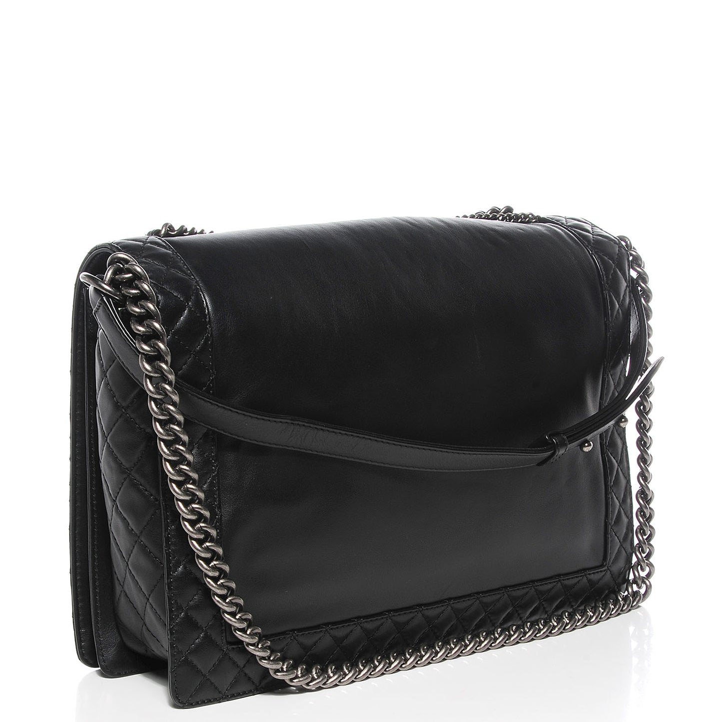 Calfskin Enchained Large Boy Flap Black