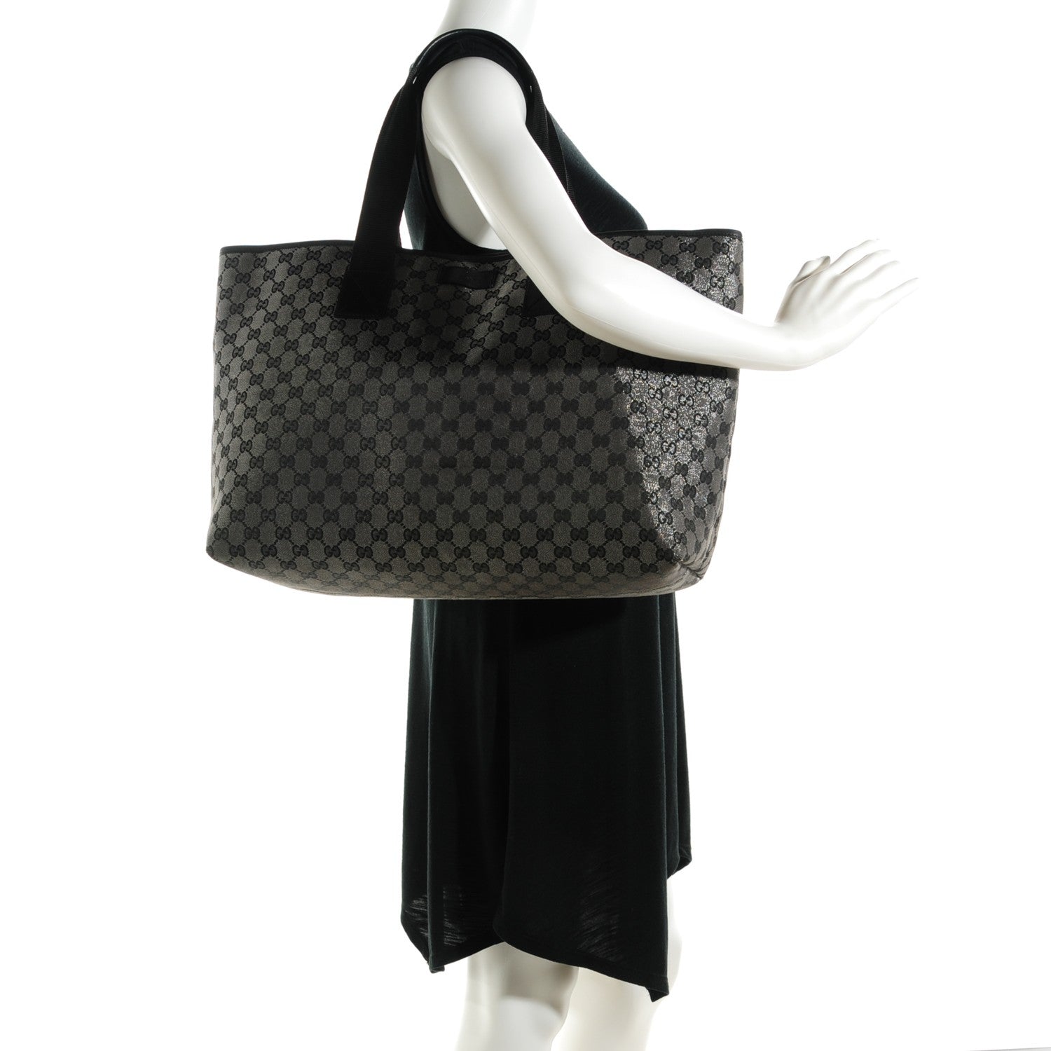 Gucci Metallic Monogram Canvas Tote Black 2 of 7