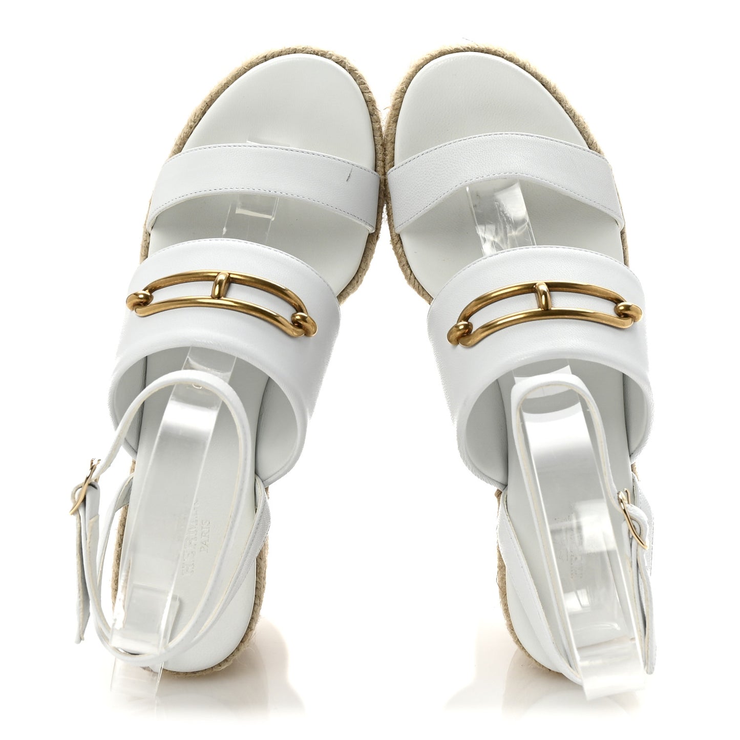 Goatskin Elise Espadrille Wedge Sandals 36 White