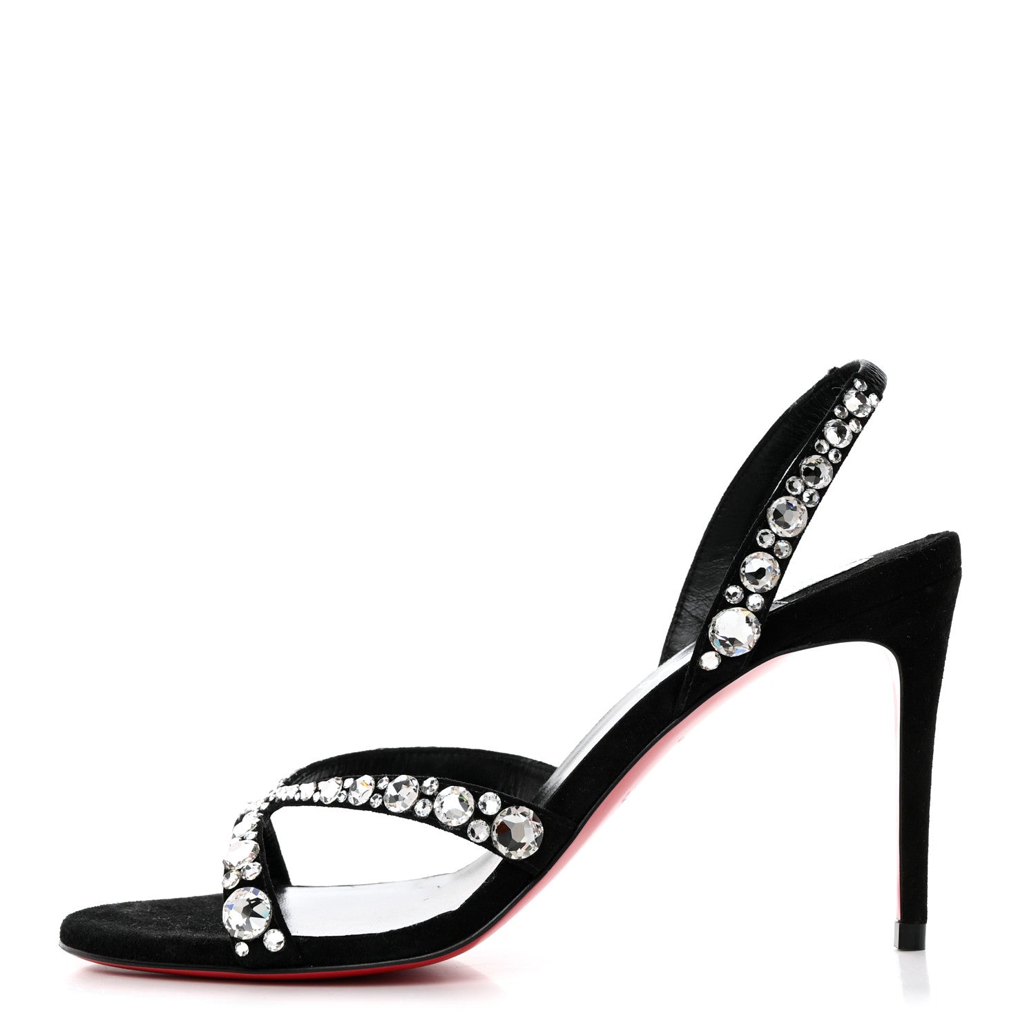 Christian Louboutin Veau Velours Crystal Embellished Emilie 85 Sandals 36 Black 1 of 7