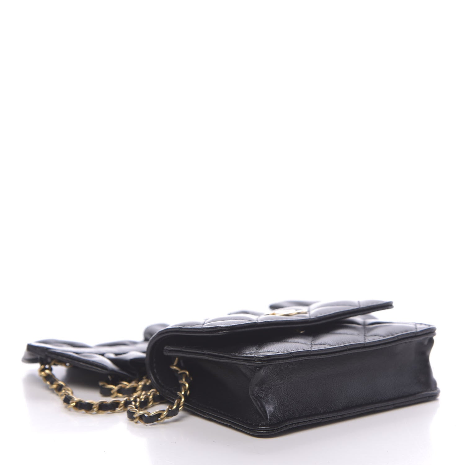 Chanel Lambskin Quilted Romance Clutch With Chain Black 4 of 12