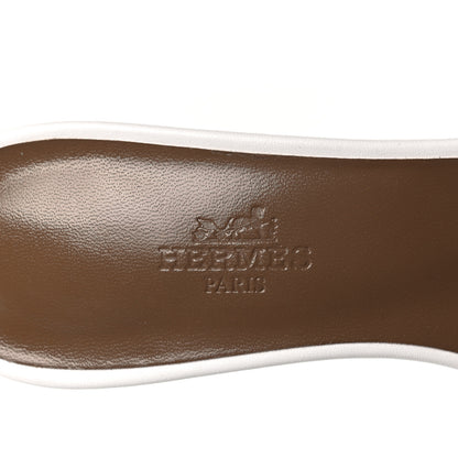 Hermes Calfskin Oasis Sandals 37.5 White 7 of 8