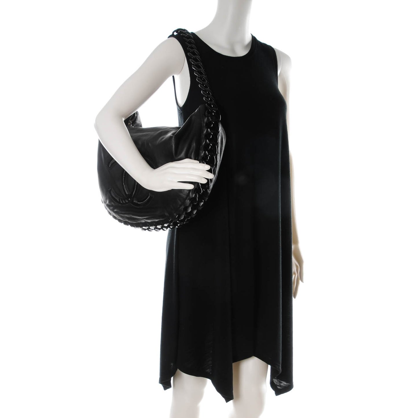 Calfskin Modern Chain Hobo Black