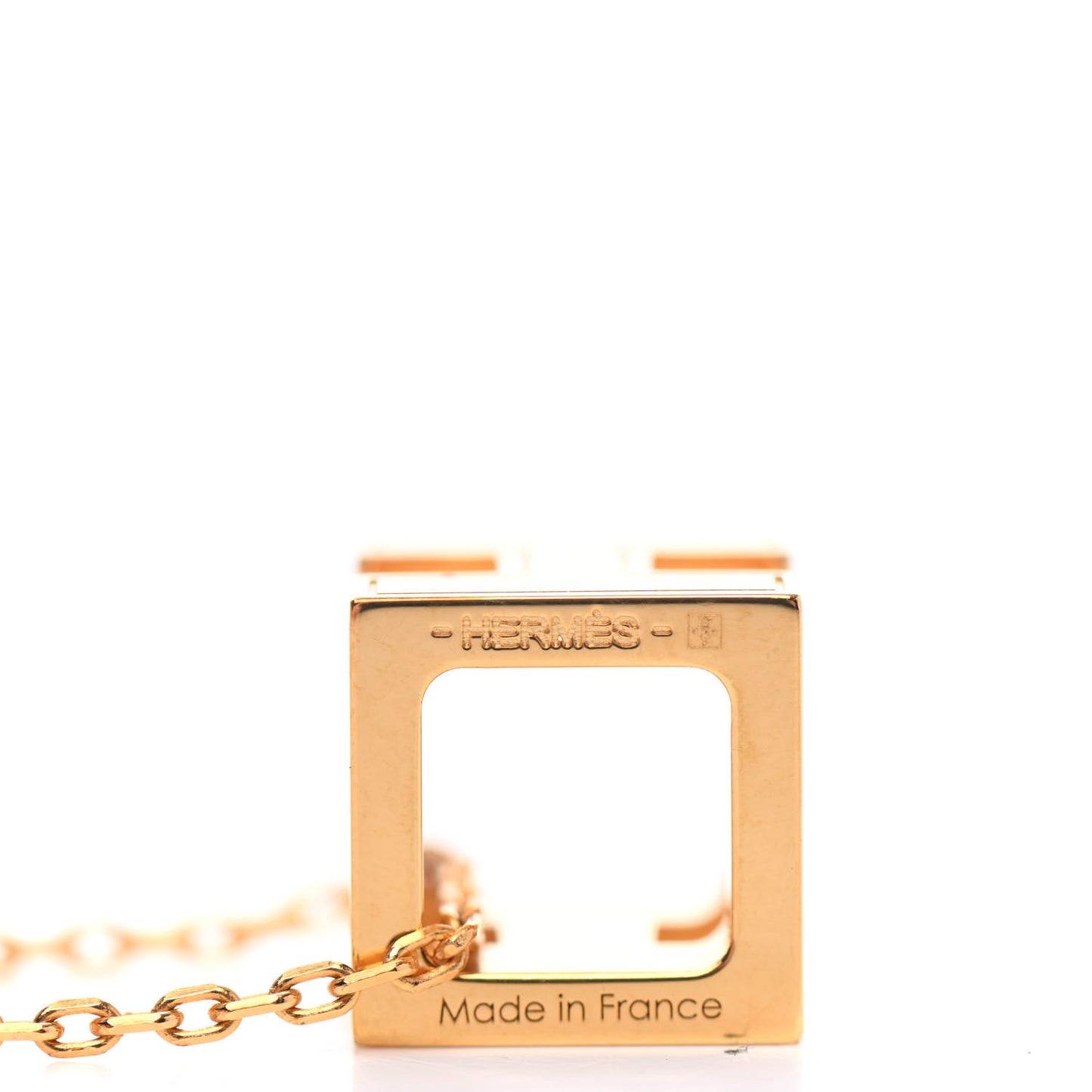 Gold Lacquered Cage d'H Pendant Necklace White