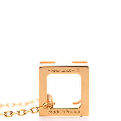 Hermes Gold Lacquered Cage d'H Pendant Necklace White 4 of 4