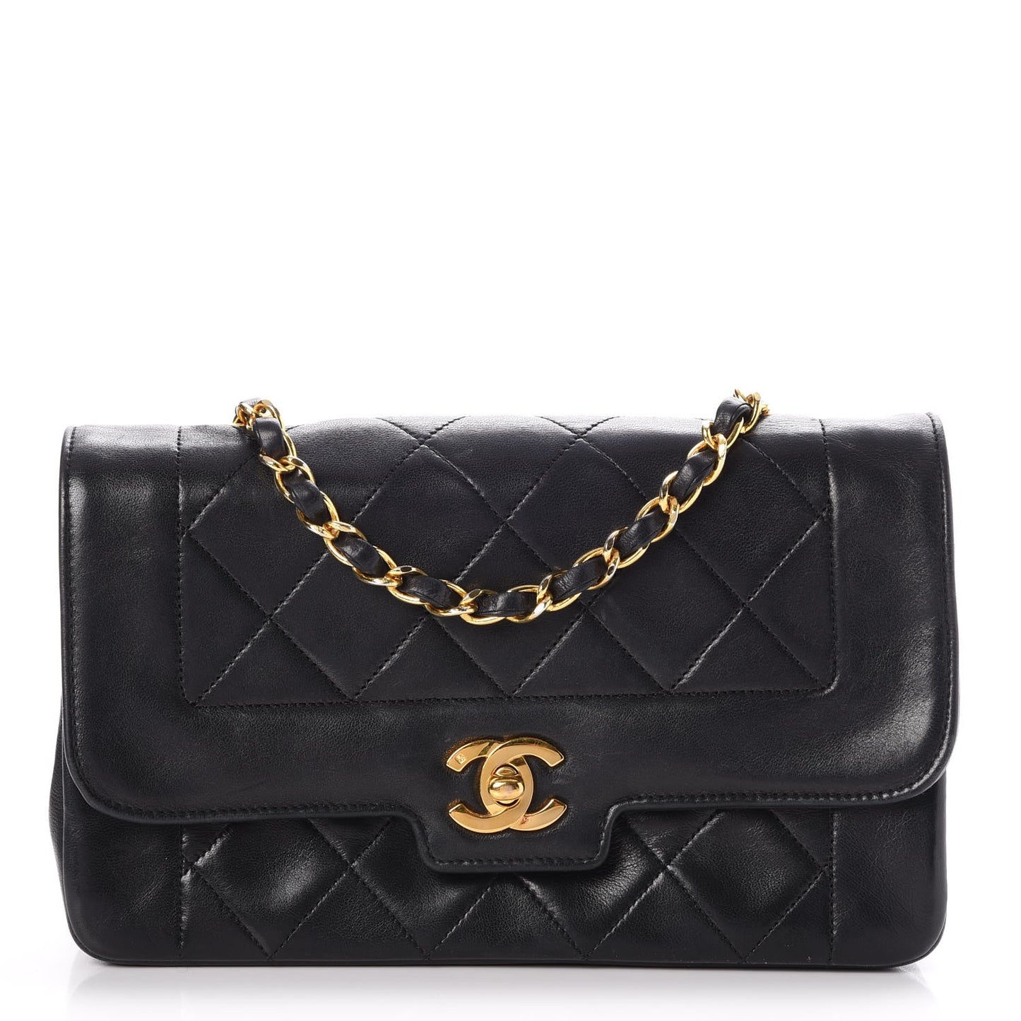 Lambskin Quilted Small Single Flap Black