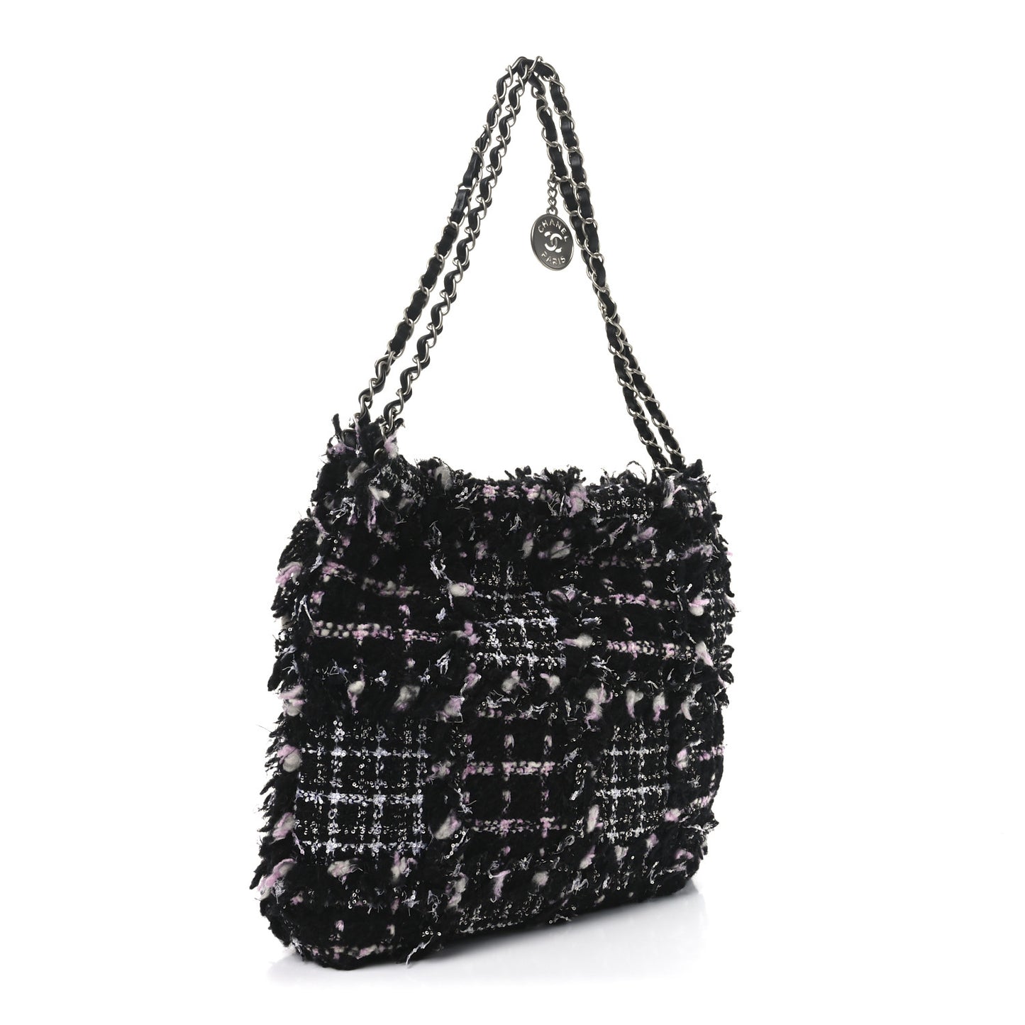 Tweed Sequin Quilted Chanel 22  Black Pink Multicolor