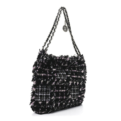 Chanel Tweed Sequin Quilted Chanel 22  Black Pink Multicolor 4 of 11