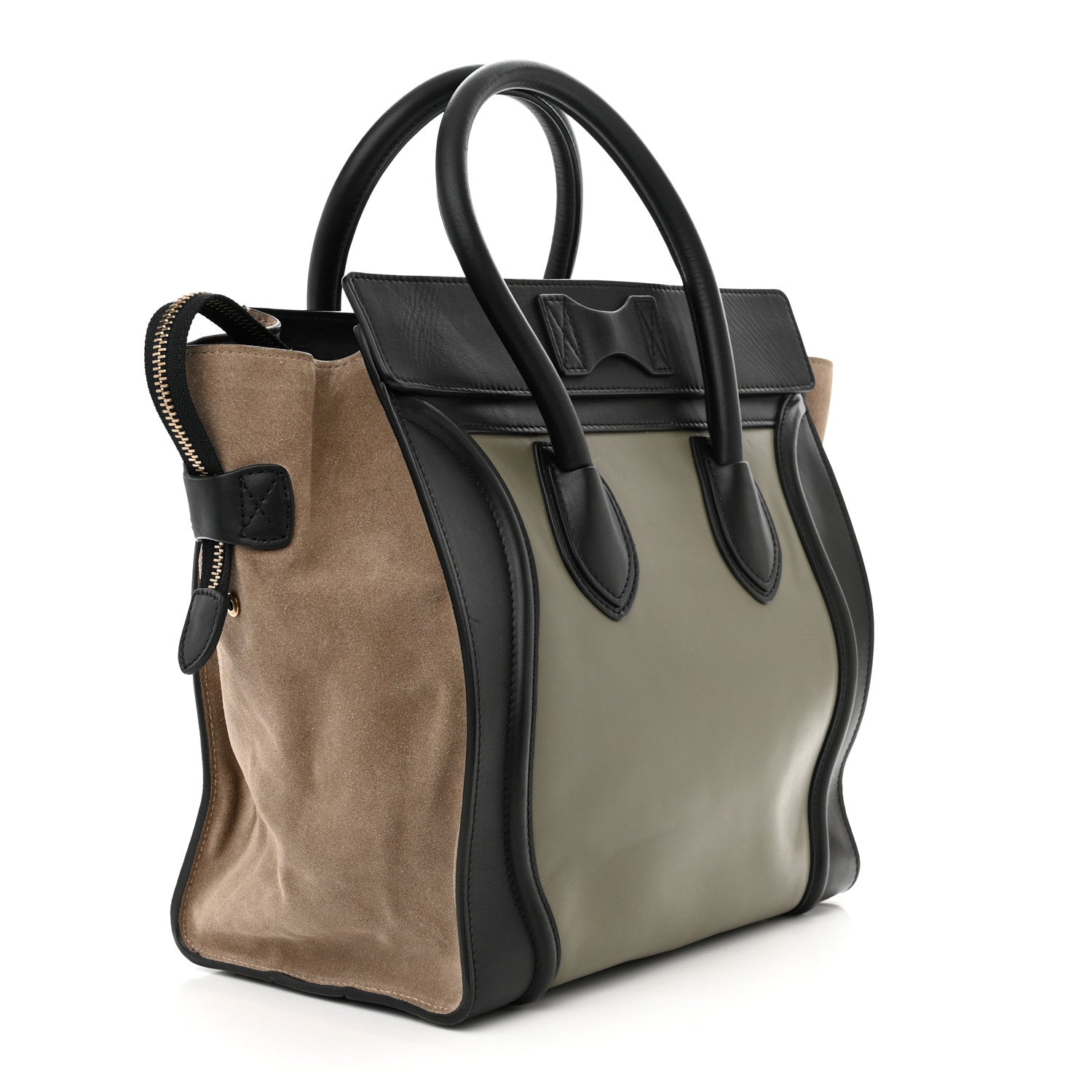 Celine Satin Calfskin Suede Micro Tri-Color Luggage Almond 3 of 13