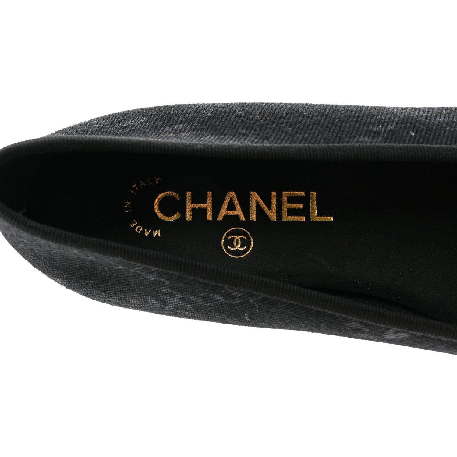 Chanel Denim Printed Cap Toe Ballerina Flats 38.5 Black 6 of 9