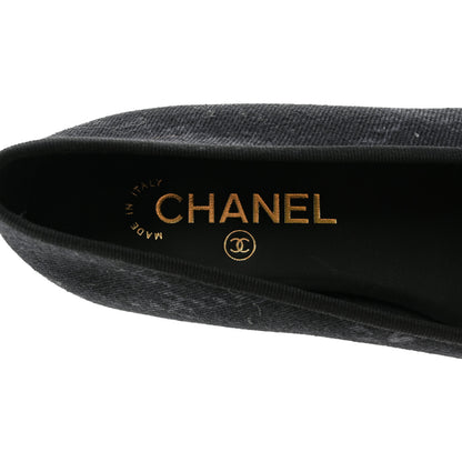 Chanel Denim Printed Cap Toe Ballerina Flats 38.5 Black 6 of 9