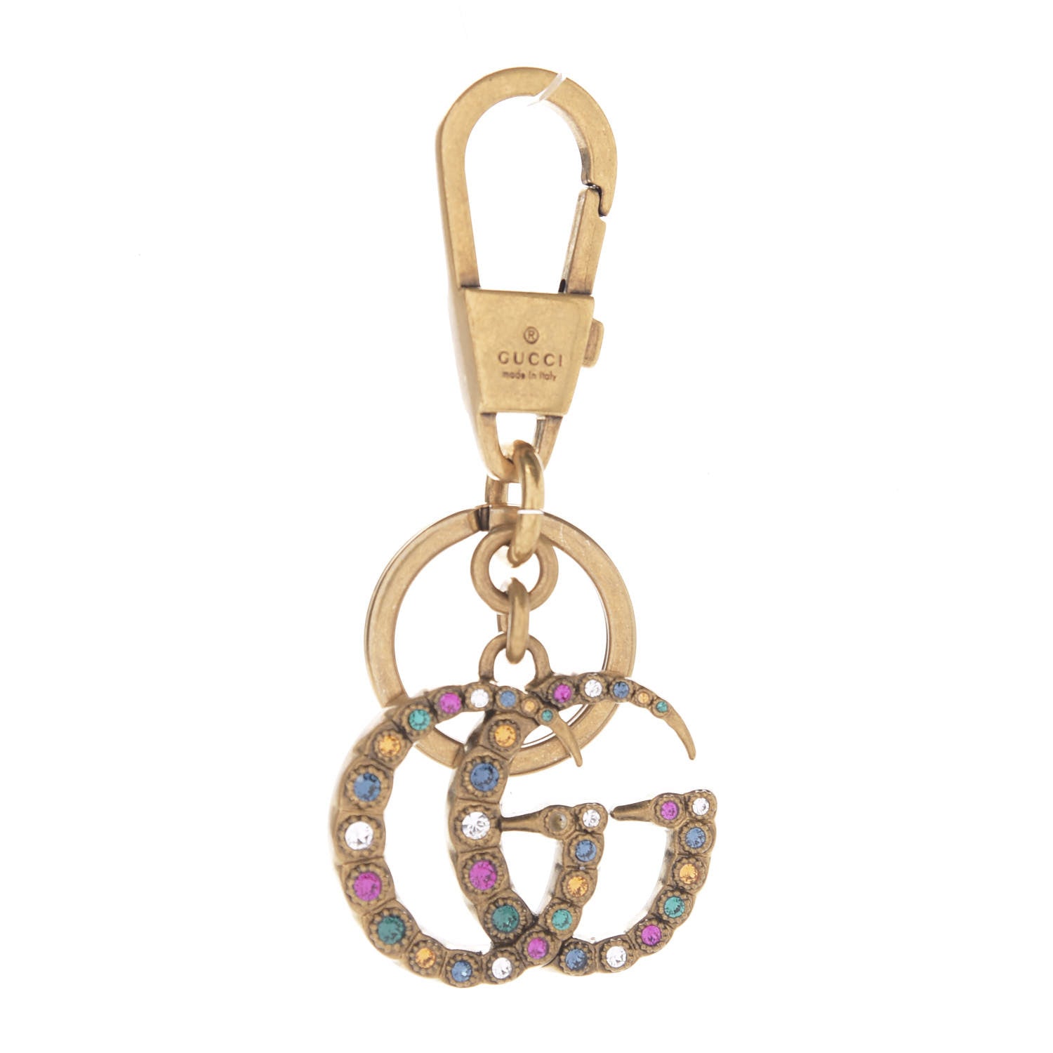 Gucci Metal Interlocking GG Crystal Key Charm Gold 1 of 4