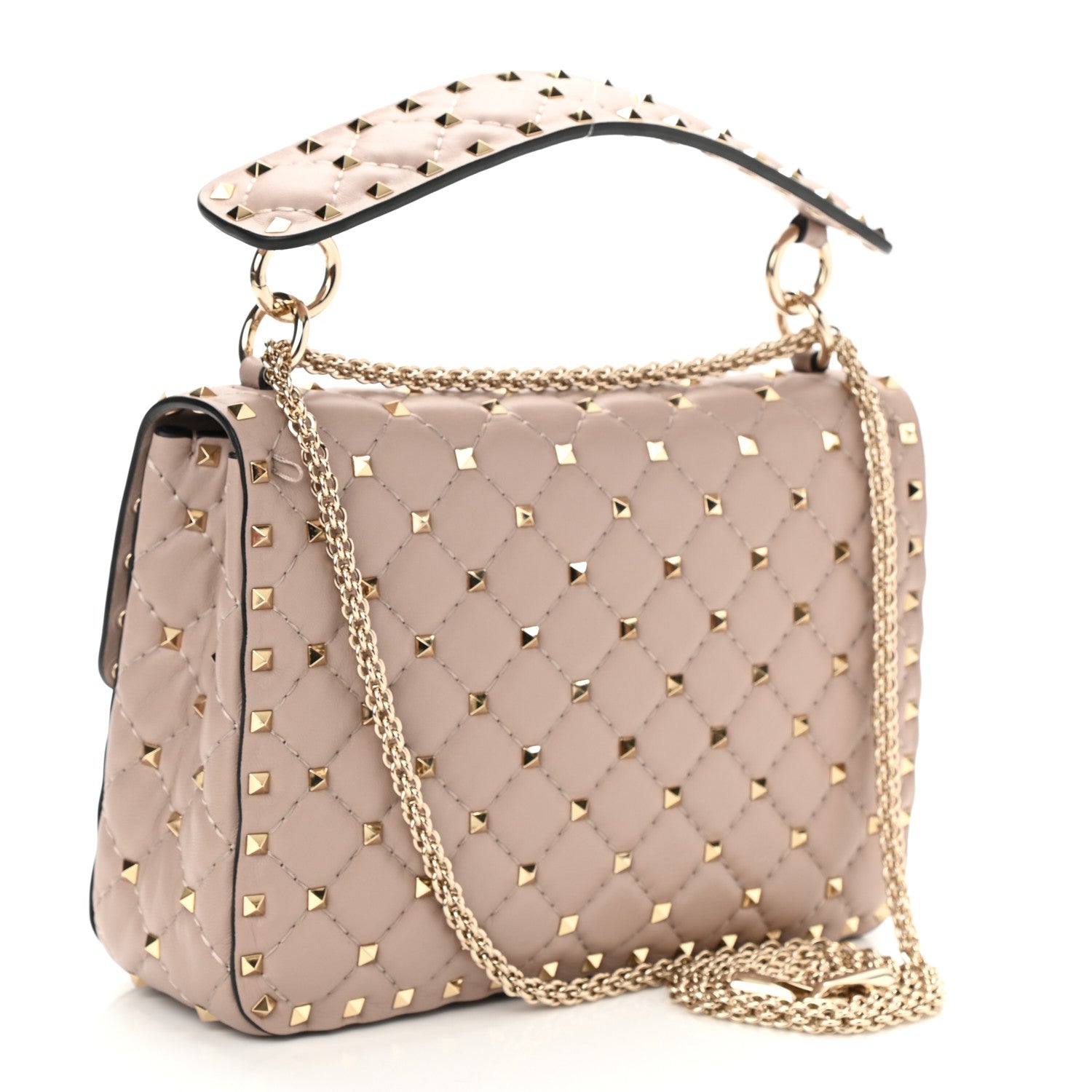 Valentino Garavani Lambskin Medium Rockstud Spike Shoulder Bag Poudre 3 of 7