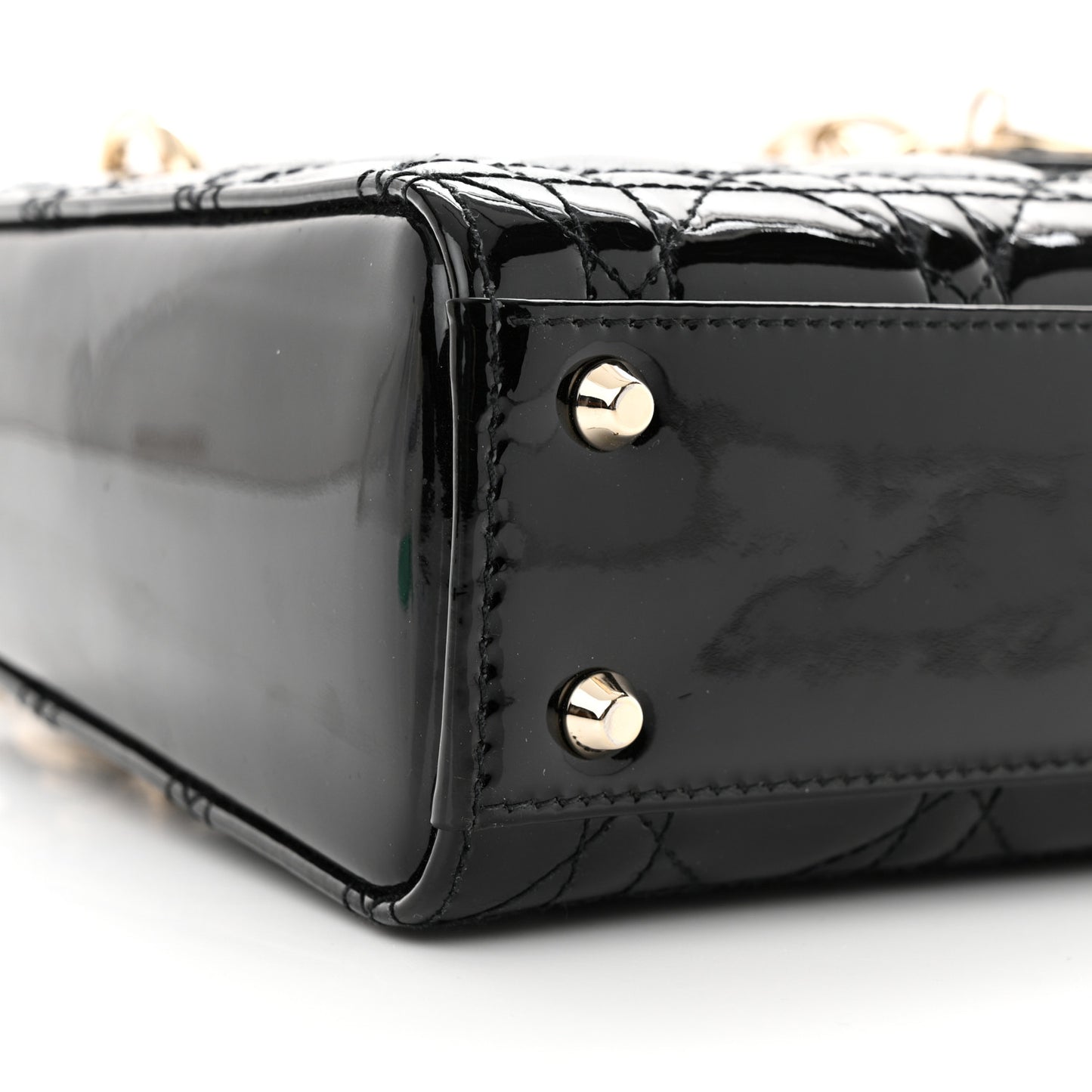 Patent Cannage Mini Lady Dior Black