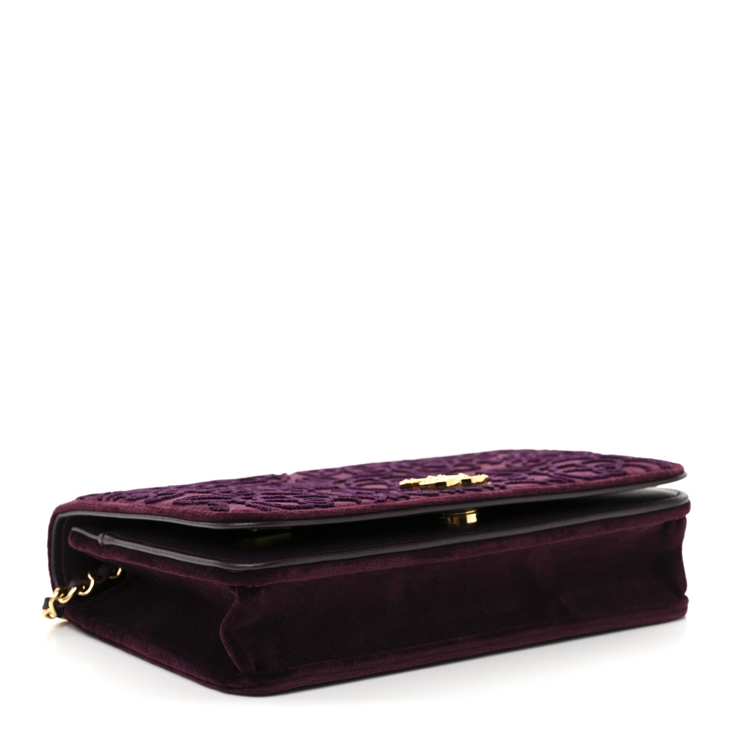 Chanel Velvet Metiers D'Art Wallet On Chain WOC Burgundy 4 of 12