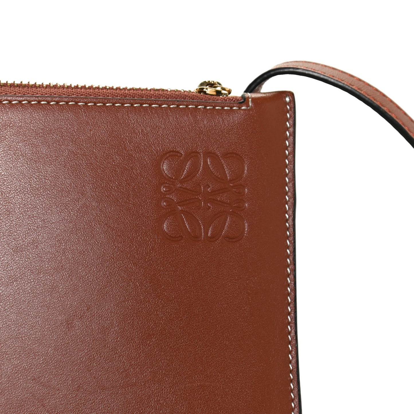 Calfskin Gate Double Zip Pouch Crossbody Brick