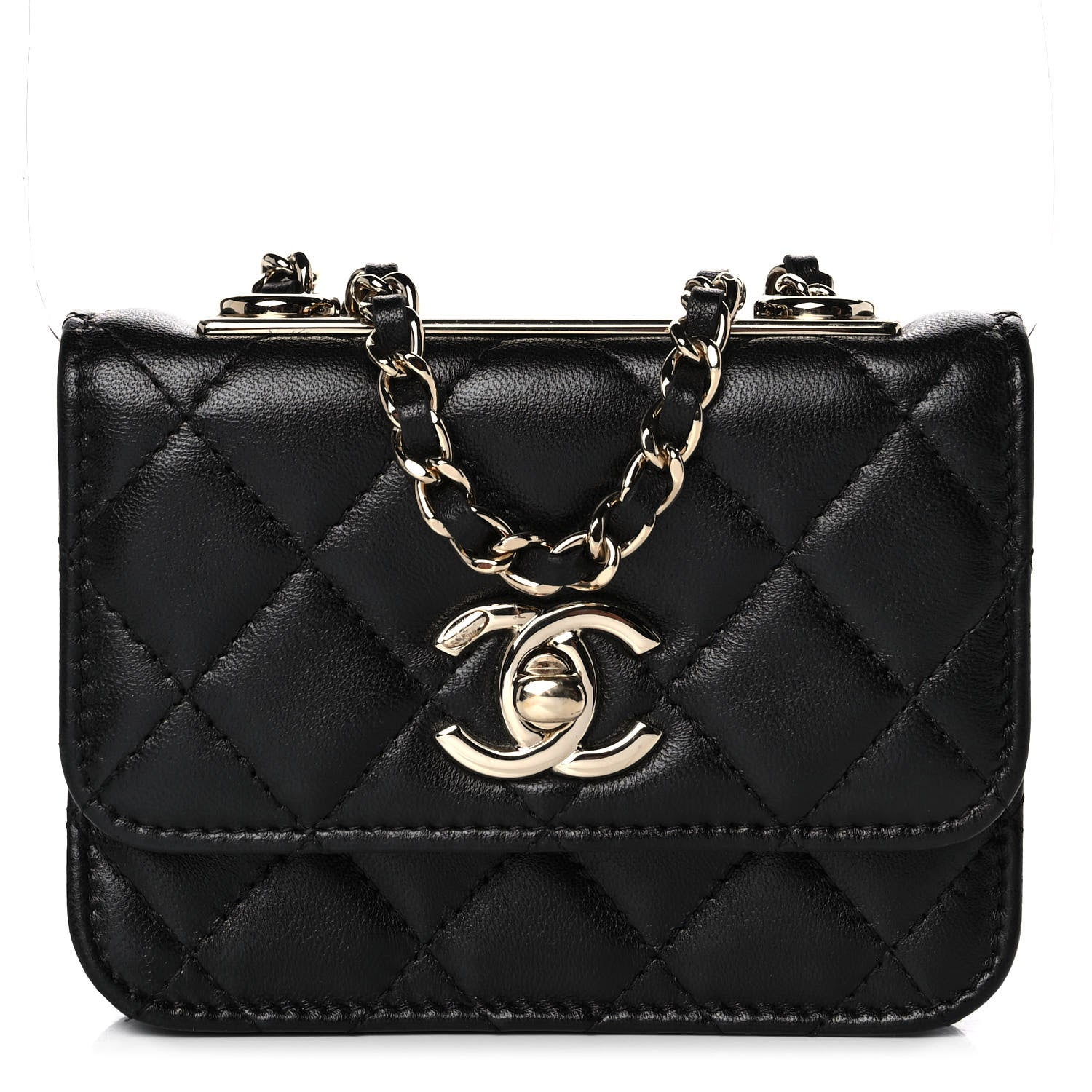 Chanel Lambskin Quilted Trendy CC Card Holder On Chain Black 1 of 10
