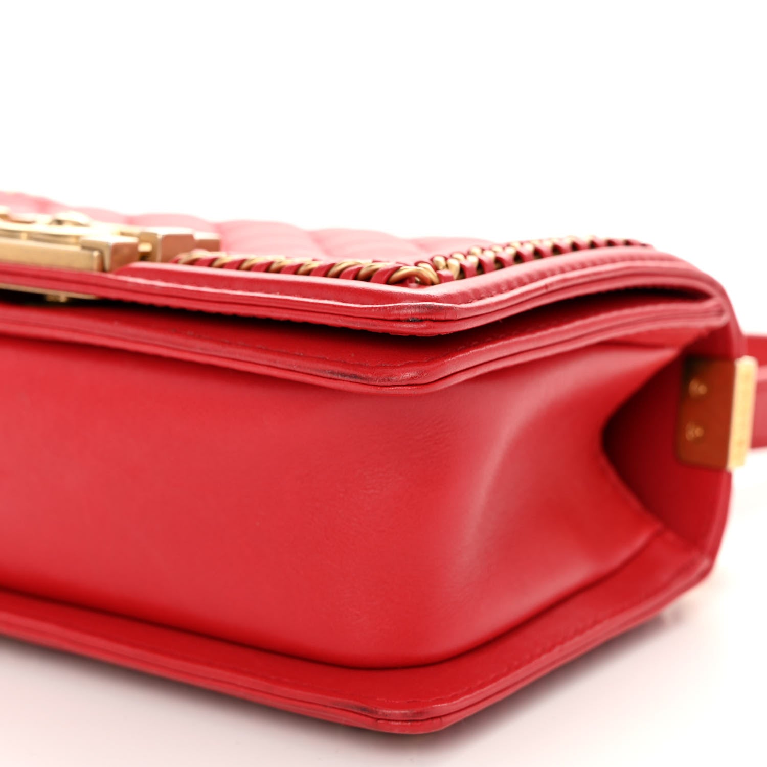 Chanel Calfskin Quilted Small Boy Top Handle Flap Red 10 of 12