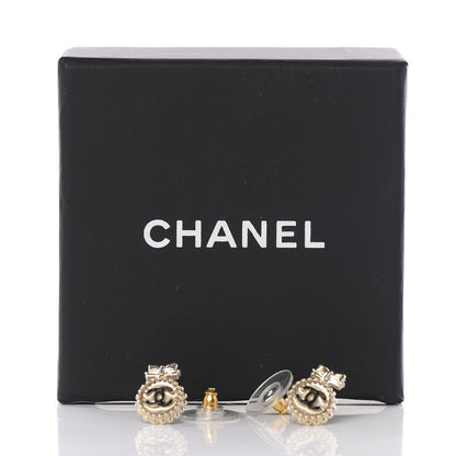Chanel CC Bow Earrings Black Gold 4 of 4