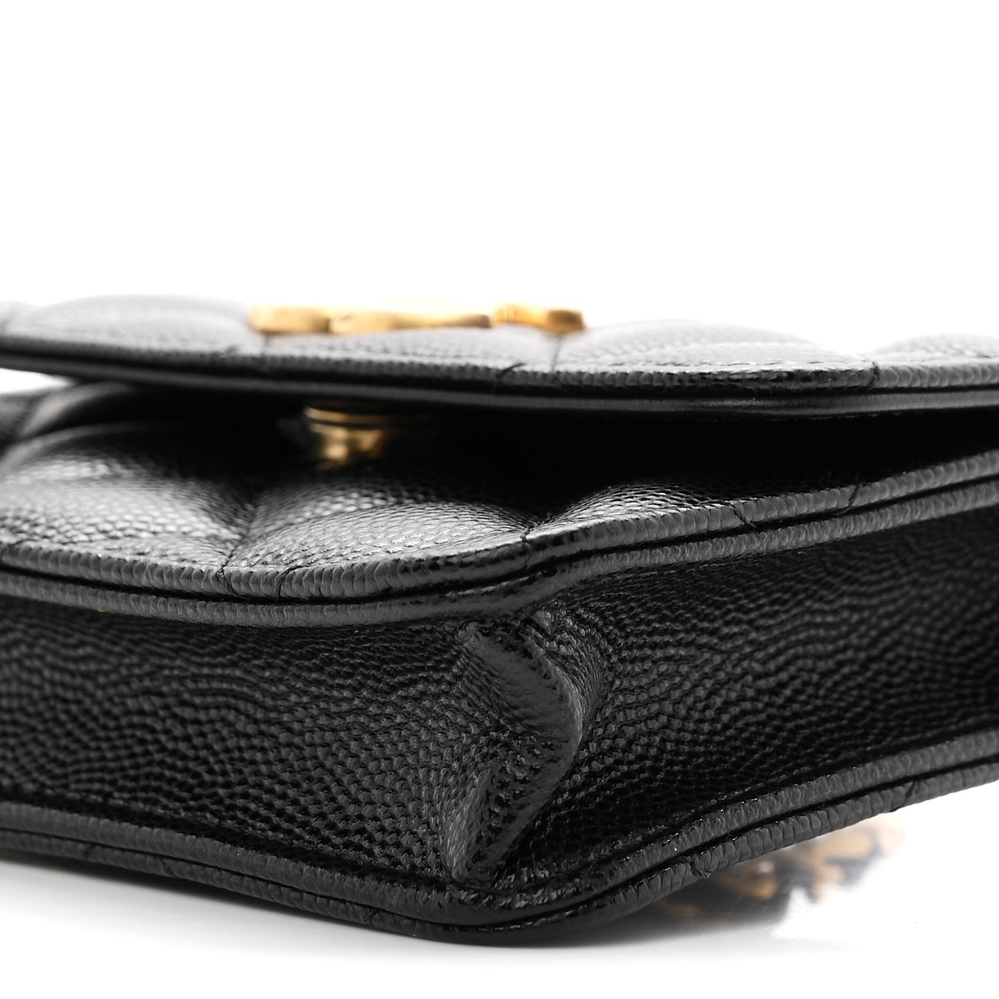 Caviar Quilted Belt Bag With Charms On Chain Black