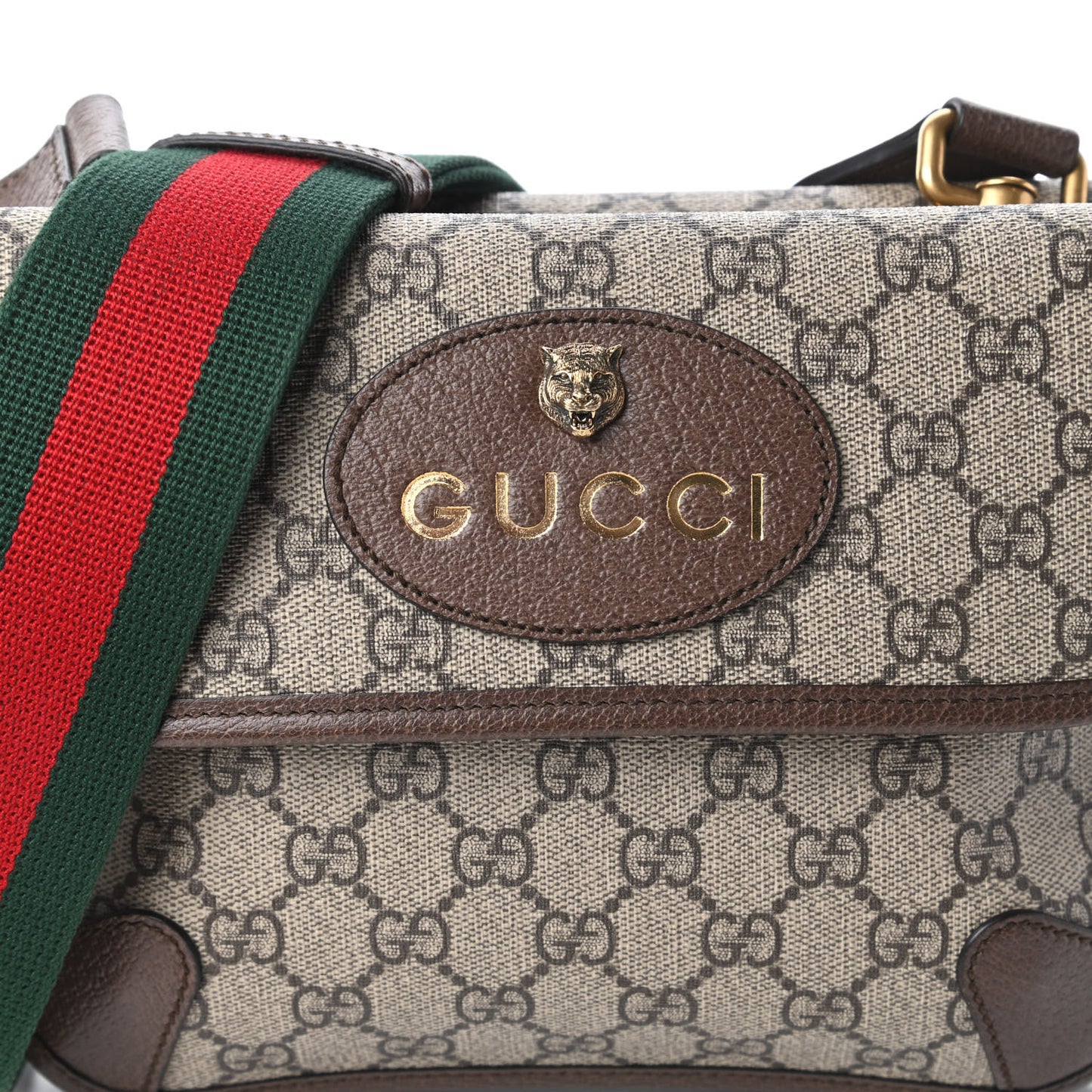 GG Supreme Monogram Web Small Neo Vintage Double Flap Messenger Bag Beige New Acero