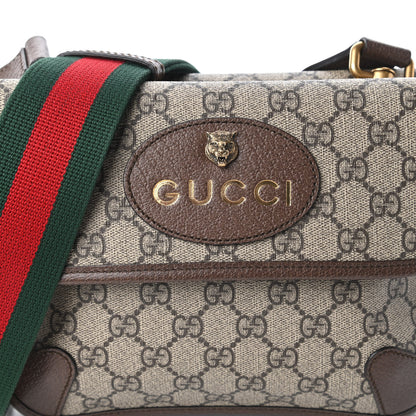 Gucci GG Supreme Monogram Web Small Neo Vintage Double Flap Messenger Bag Beige New Acero 10 of 11
