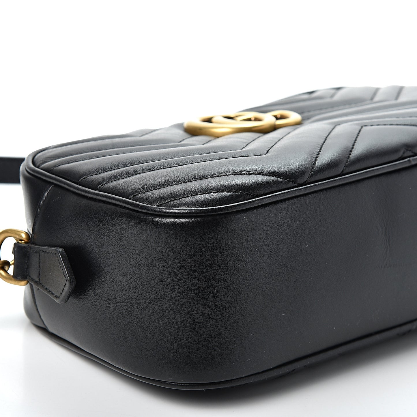 Calfskin Matelasse Small GG Marmont Chain Shoulder Bag Black