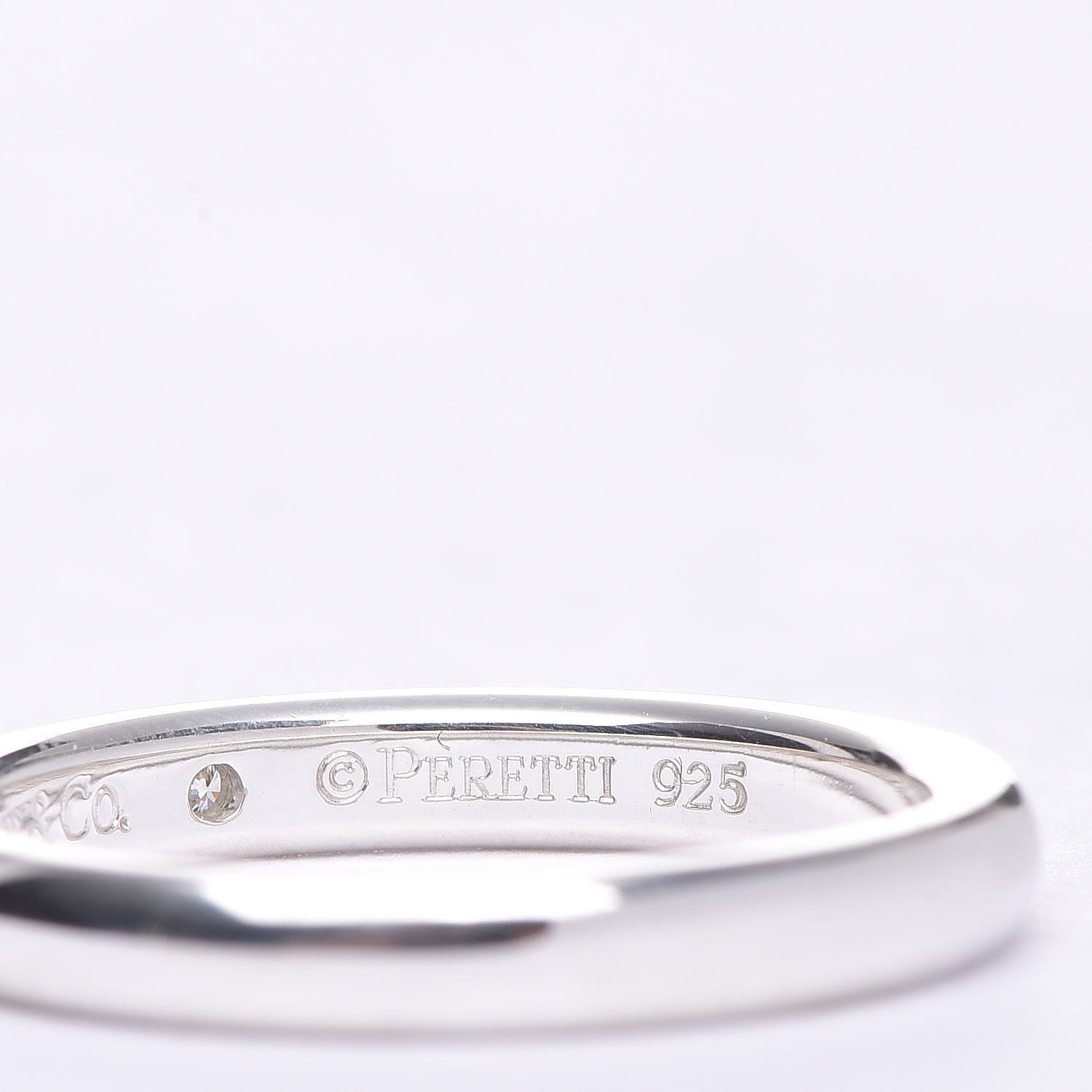 Tiffany Sterling Silver Diamond Elsa Peretti Band Ring 50 5.5 5 of 6