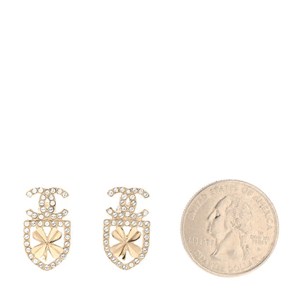 Chanel Crystal CC Sergeant Chanel Earrings Gold 2 of 5