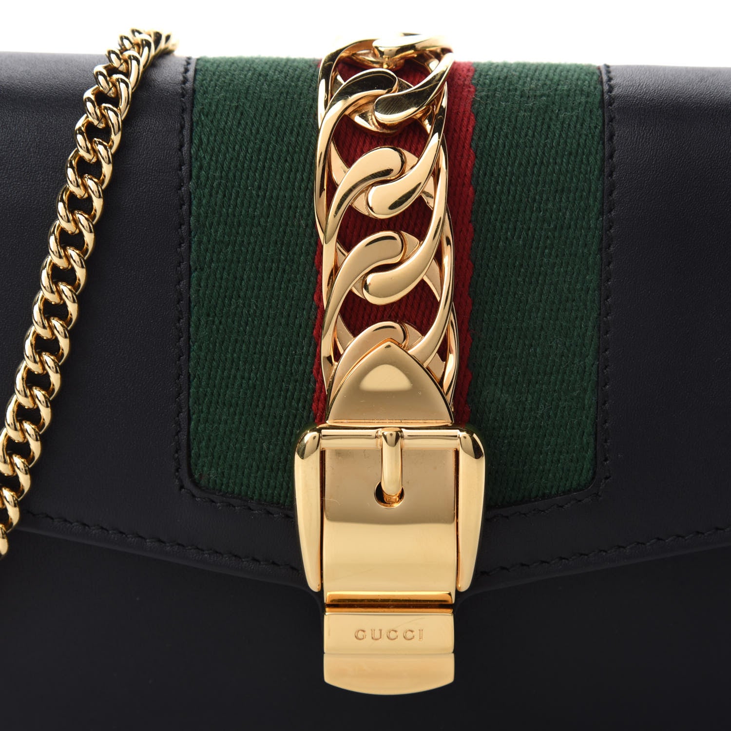 Gucci Calfskin Super Mini Sylvie Chain Shoulder Bag Black 10 of 10