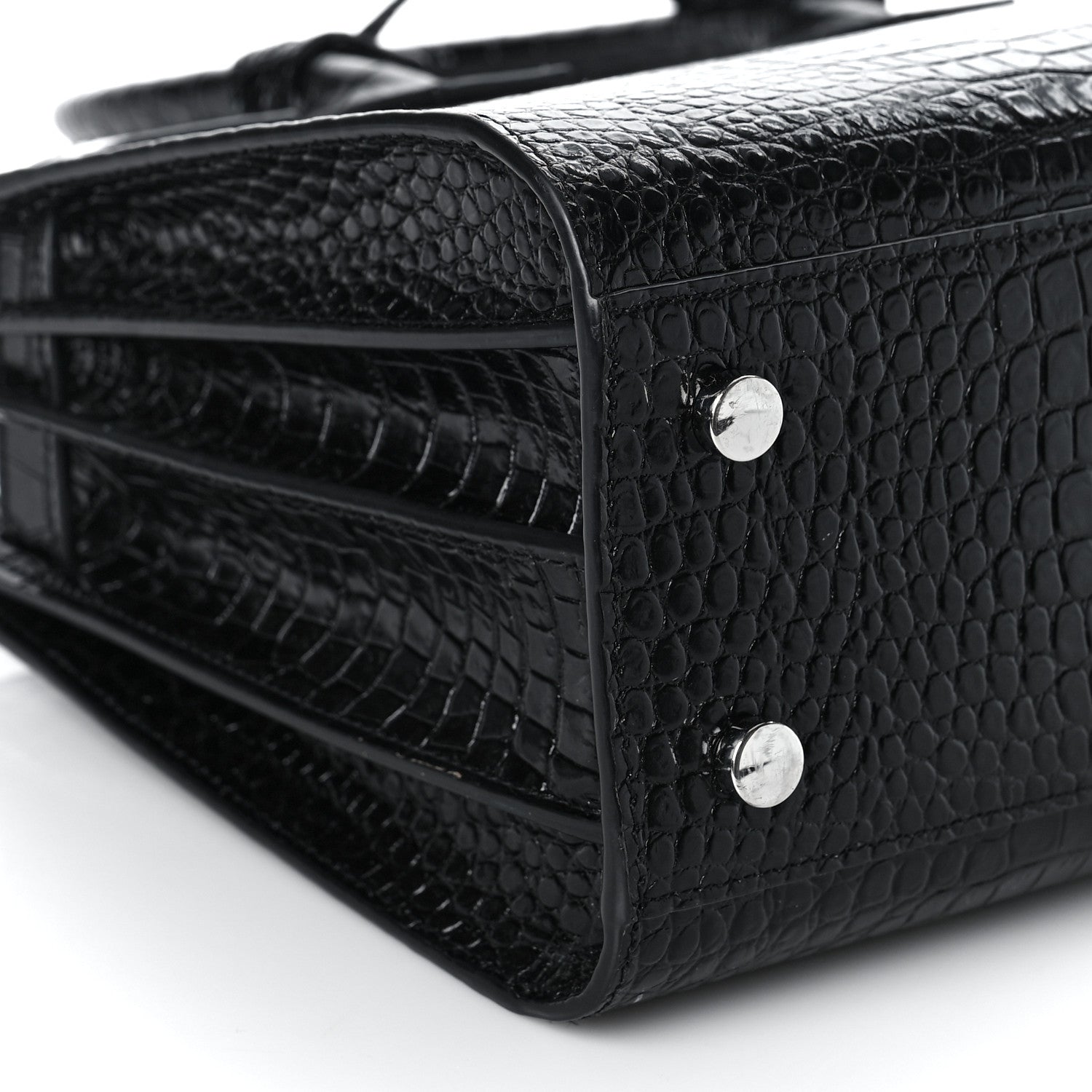 Saint Laurent Calfskin Crocodile Embossed Baby Sac De Jour Black 7 of 18
