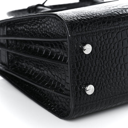 Saint Laurent Calfskin Crocodile Embossed Baby Sac De Jour Black 7 of 18