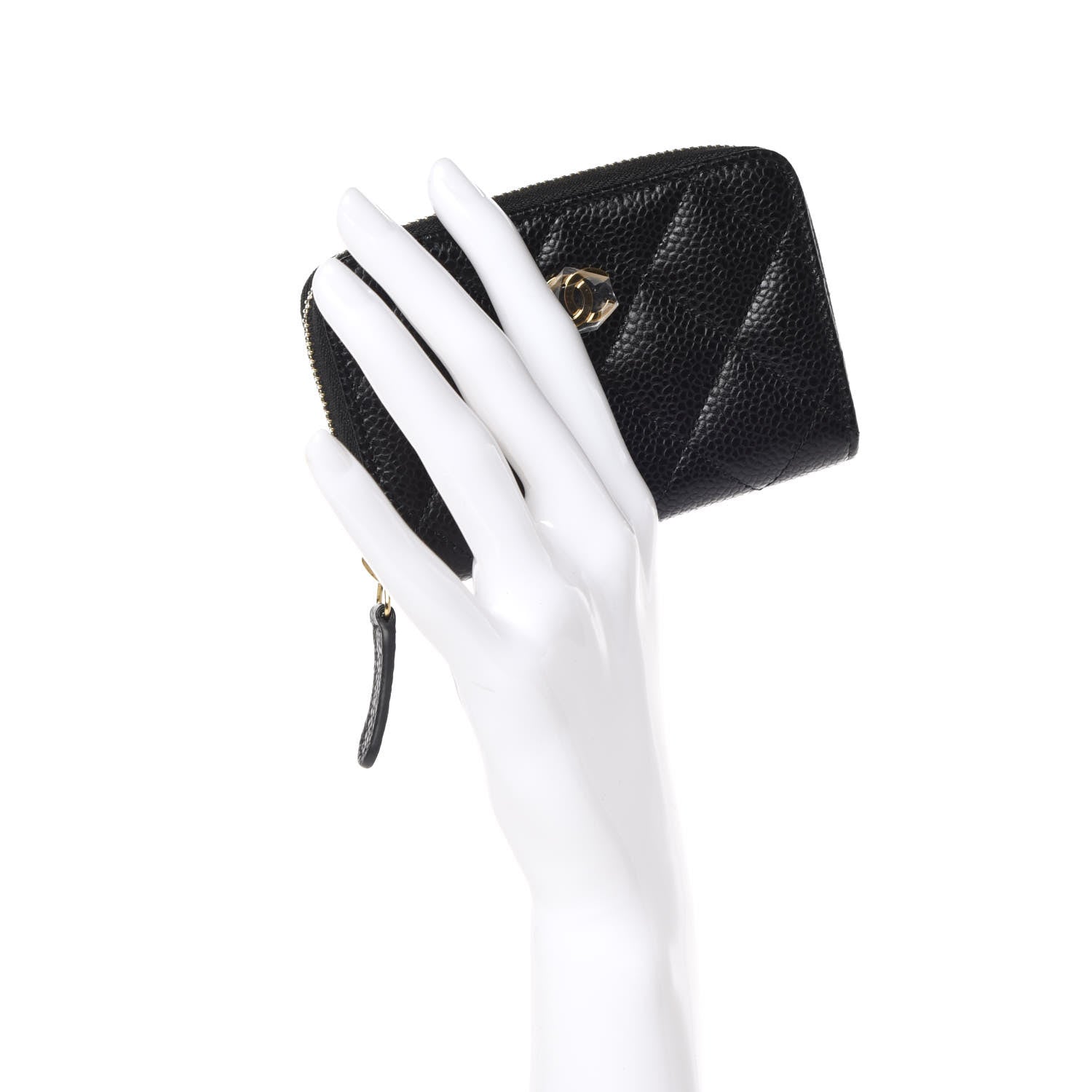 Chanel Caviar Quilted Zip Coin Purse Black 2 of 8