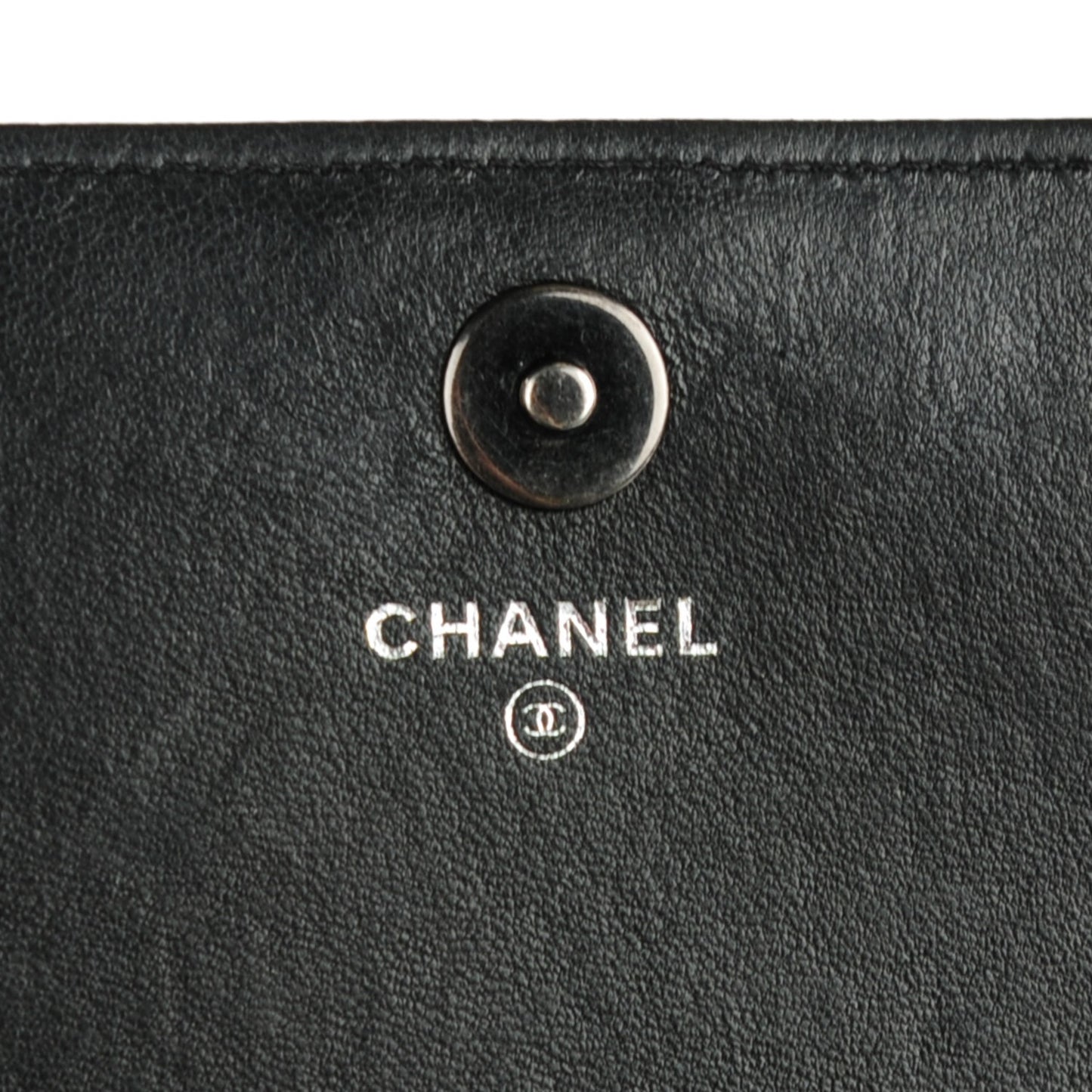 Lambskin Quilted Boy Wallet On Removable Chain WOC Black