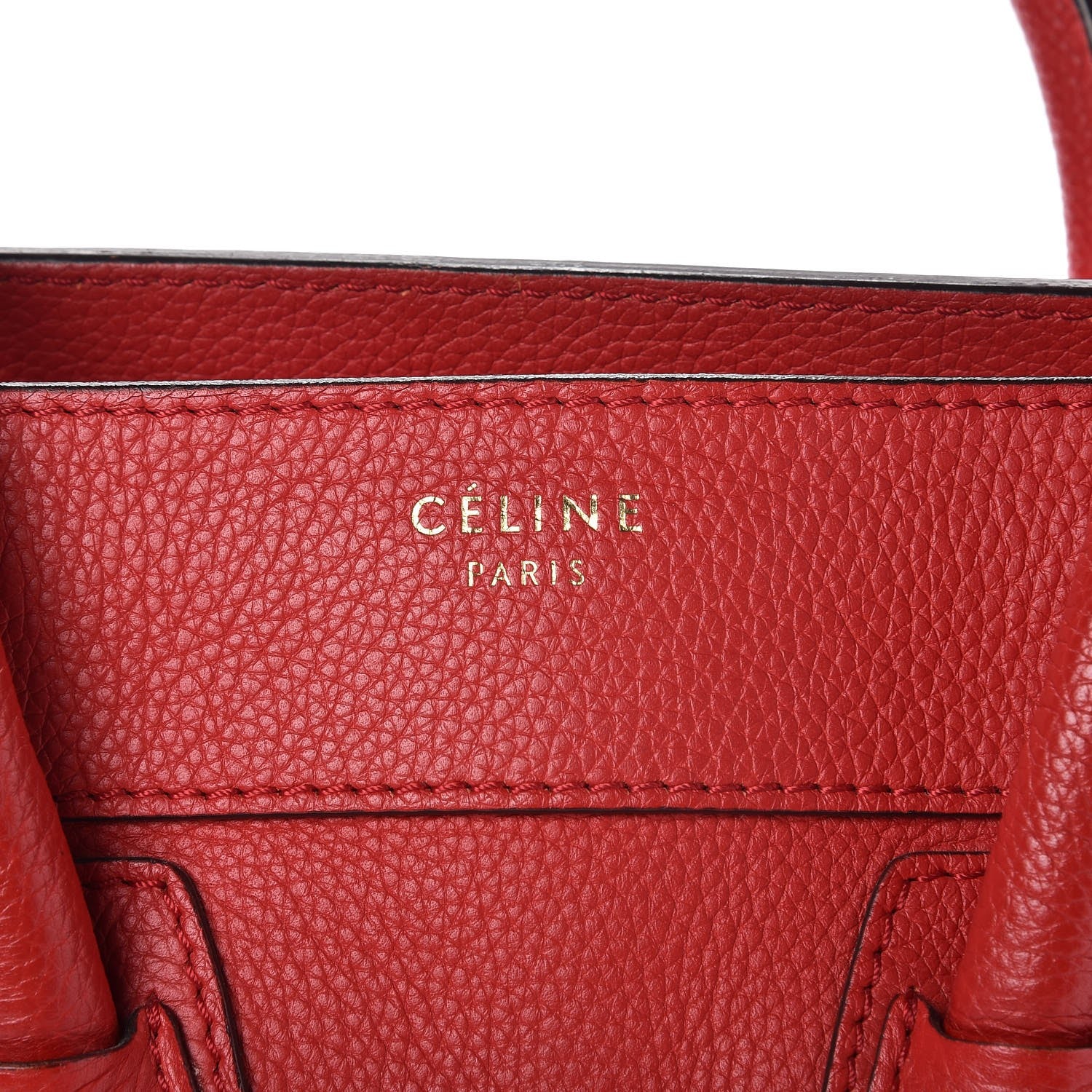 Celine Drummed Calfskin Micro Luggage Coquelicot 6 of 13