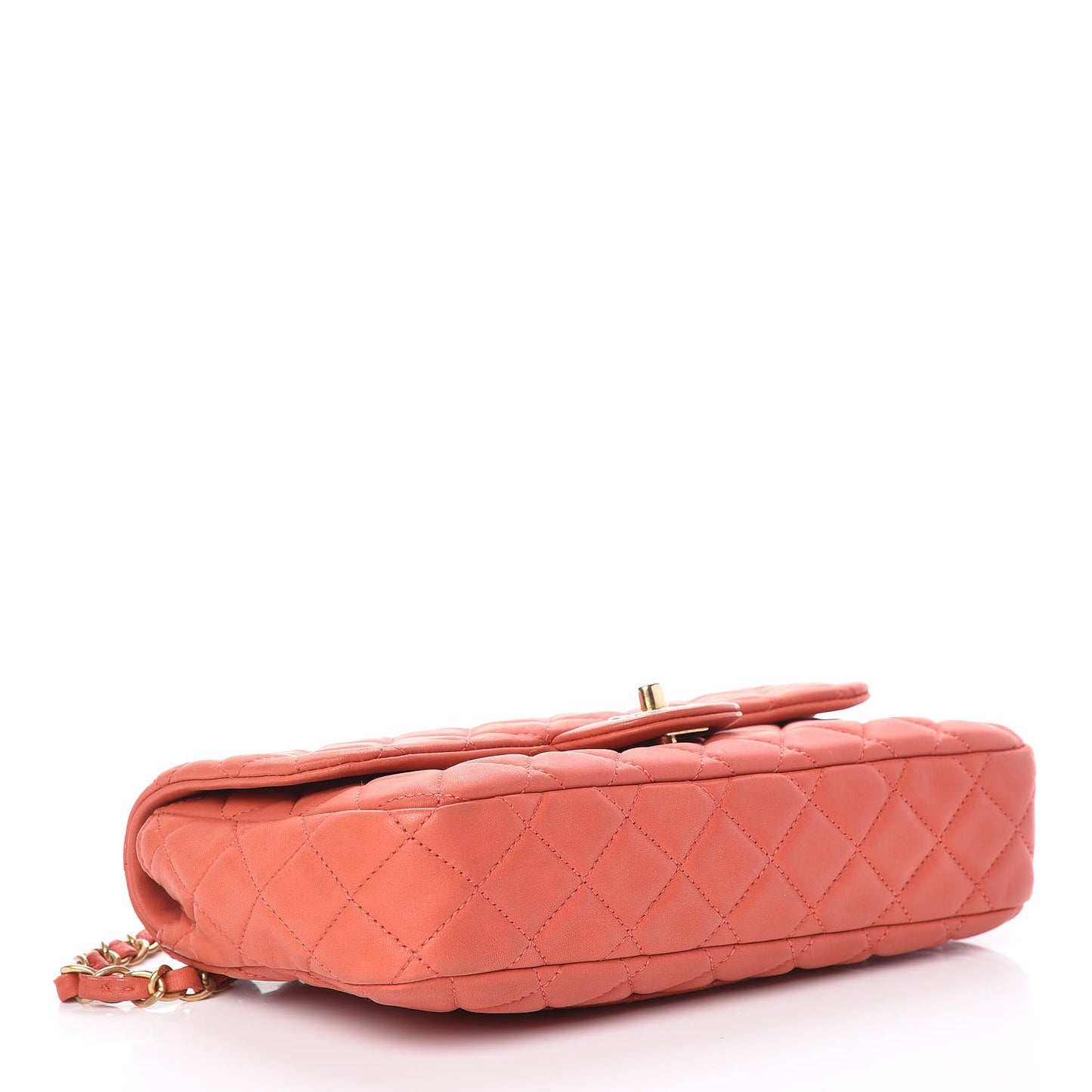 Lambskin Quilted Medium Cruise Charm Flap Red