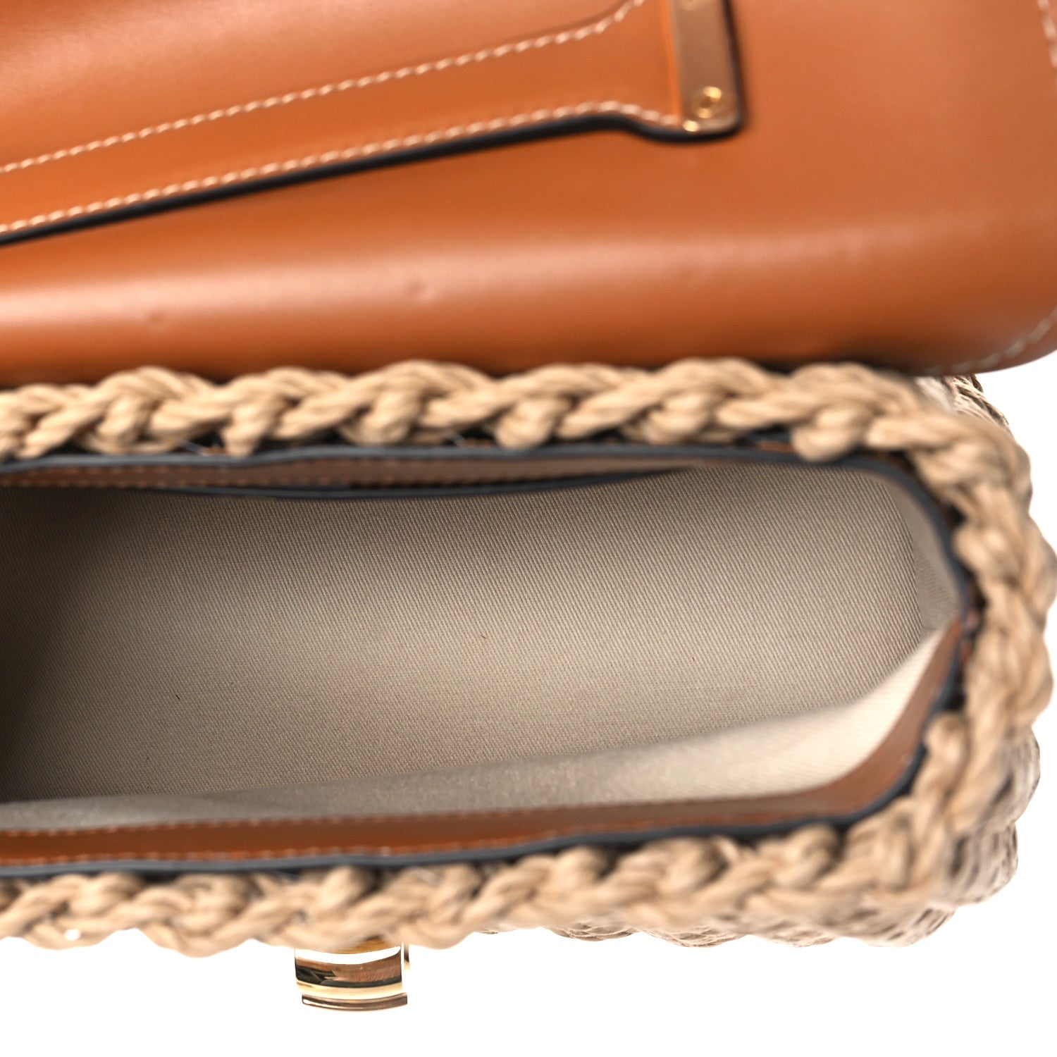 Salvatore Ferragamo Calfskin Wicker Margot Top Handle Satchel Brown 5 of 9